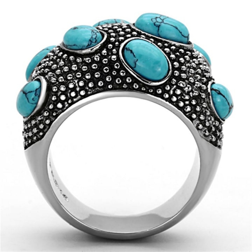 Turquoise And Silver Statement Ring - image 1